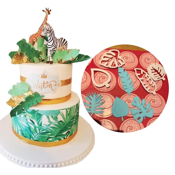 Tropiska Blad Kakformar Set För DIY Sommartema Eller Skogstema Tårta, 4 Olika Hawaiianska Palmblad Fondantformar Non-Stick Lätt Formning