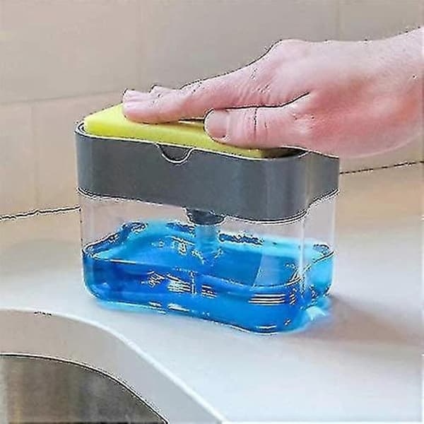 GETIT 2-i-1 opvaskemiddeldispenser, sæbedispenser svampeholder, opvaskemiddeldispenser bordplade sæbedispenser, sæbepumpedispenser