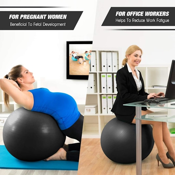 Snabbuppblåsbar Träningsboll, Anti-Sprick Stabilitets- & Balansboll För Fitness & Träning, Halkresistent Giftfritt Gummi, Perfekt För Core
