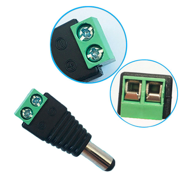 Effektiv 12V DC Strömkontakt, Säkerhet Maximal Ström Enkel Installation, 5.5mm X 2.1mm Kraftig Inre Kabel Dubbelskiktsformsprutning För