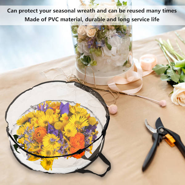 Krans Oppbevaringsbeholder Transparent Rund Oppbevaringspose Svart Kant PVC Heavy Duty Oppbevaringspose 1PCS