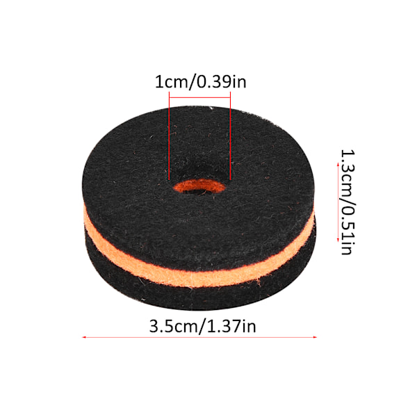 10 Pcs Cymbal Stand Felt 35mm Black Orange Cymbal Protection Sleeve Replacement Part