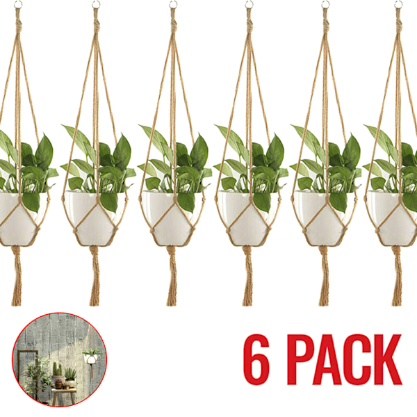 Bohemisk Makramé Växtupphängningsset, Handgjort Hamprep med Naturlig Jute för Inomhus- och Utomhusdekoration, Perfekt för Boho Heminredning, Lätt att Hänga Upp
