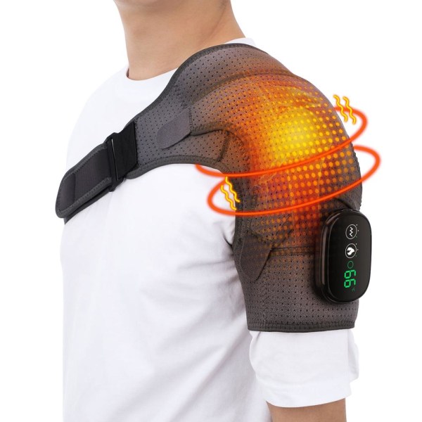 Massager Värmande Axelomslag Trådlös Uppvärmd Dyna med 3 Vibrationstemperaturinställningar Justerbar Stöd med LED-display
