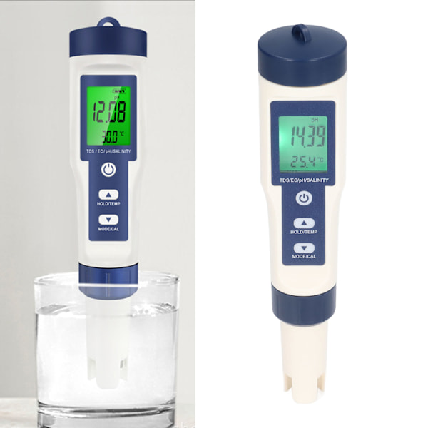 Digital pH-mätare för exakt vattentestning, med automatisk temperaturkompensation och bakgrundsbelyst display, perfekt för hydroponik, akvarier,
