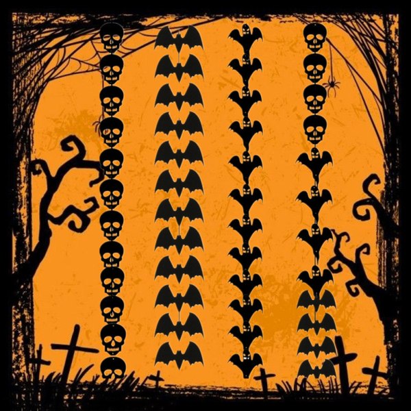 2 Halloween hängande dekor med Bat Skull Ghost Horror Party Ac mixed