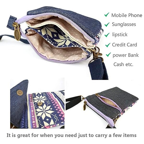 Mobiltelefon plånbok väska canvas liten crossbody väska väskor med axelrem för kvinnor tonårsflickor