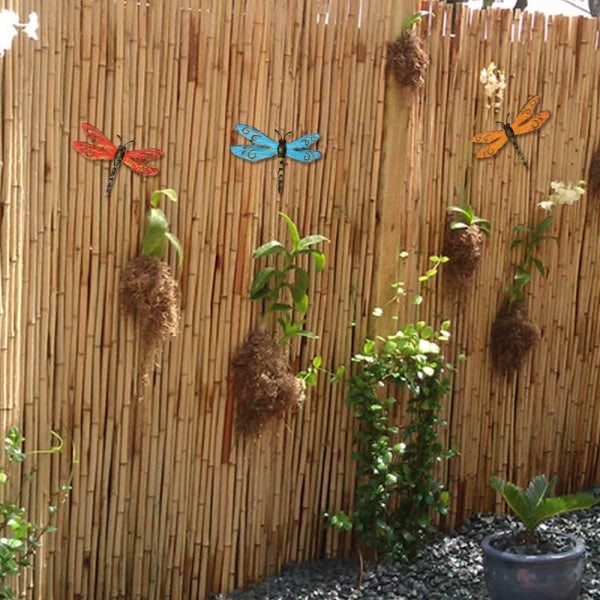 Metall trollslända väggdekor utomhus trädgård staket konst, hängande