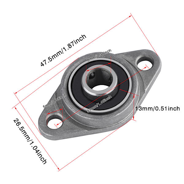 8mm horisontal trapesformet puteblokkmontert lagerstøtte for 3D-skriver blyskruestang