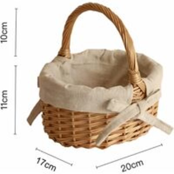 Lille fletkurv til blomster Bærbar opbevaringskurv Picnic kurv Flettet rattan blomsterkurv Grøntsagskurv til frugt og grøntsager Træfarve