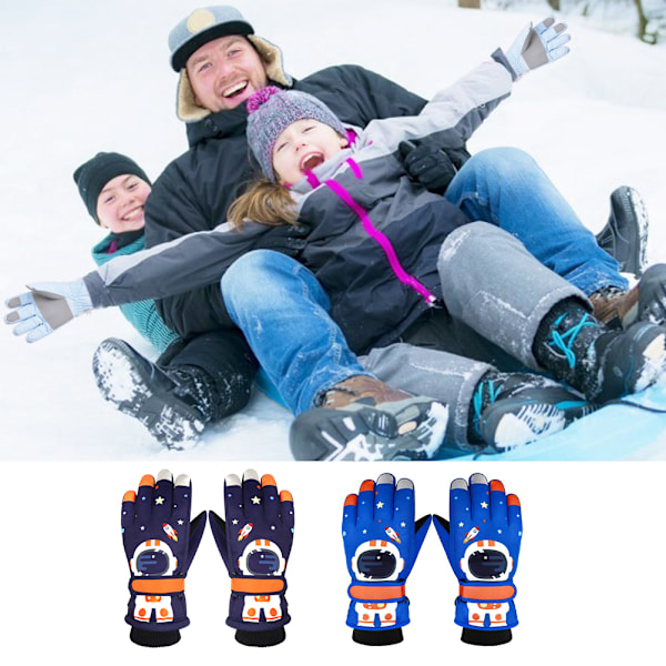 Barns snøhansker vinterfôret fleece snøvotter vindtette berøringsskjerm skihansker for jenter gutter snøhansker for barn