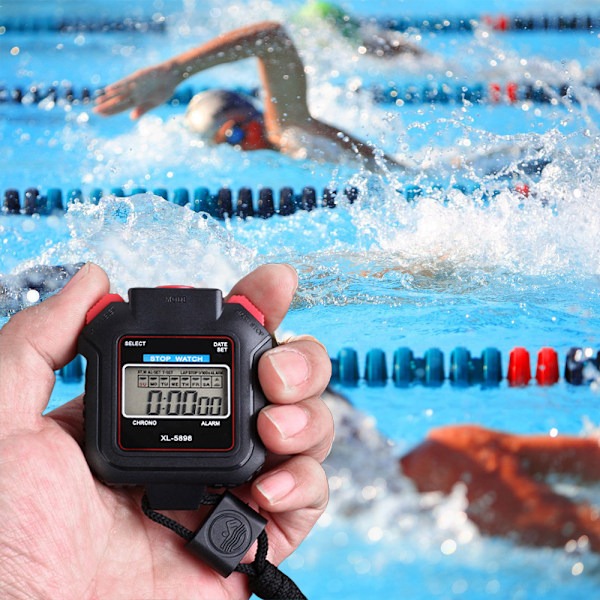 Stoppur med tid- och datumvisning, digital timer för tränare, atleter & domare med vattentät design