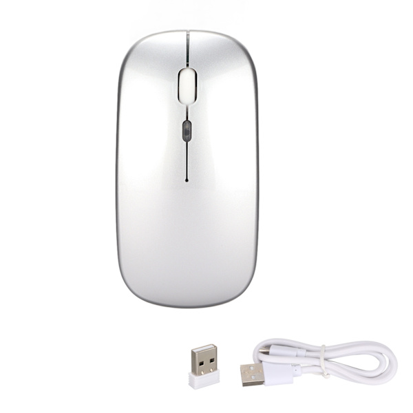 Trådløs mus 2.4G ergonomisk dual-modus LED-pustende lys 500mAh oppladbart batteri justerbar DPI kontormus