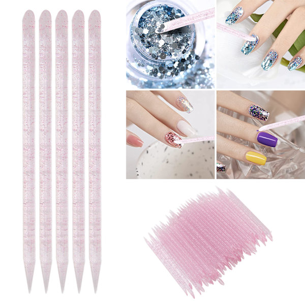 100 stk. engangsneglebåndsskubber dobbeltsidet neglebånds manicure pedicure pindePink