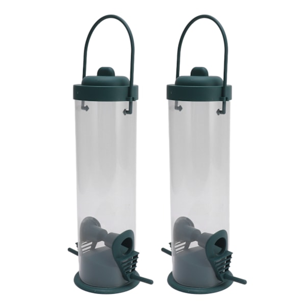 2 Set Fågelrör Matare Plast Transparent Hängande Fink Matare Trädgårdsdekoration med 2 Ventiler 2 Portar