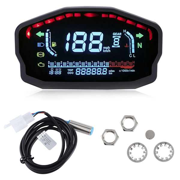 Universal Motorcykel Odometer Gauge LED LCD Digital Speedometer Gauge Tachometer Instrument