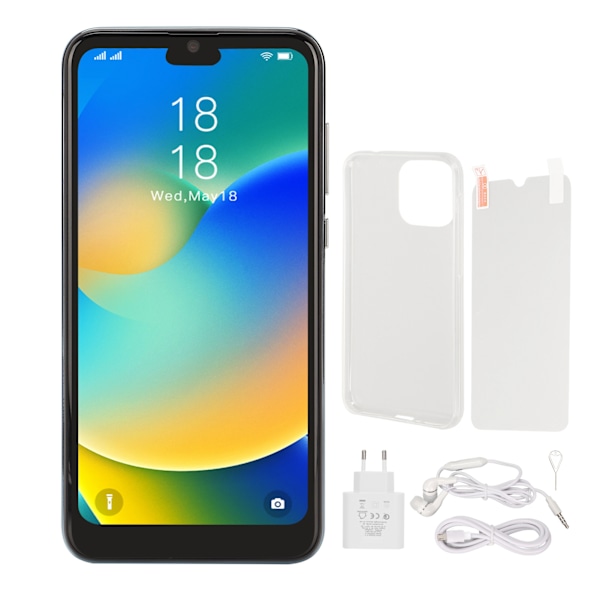 I14pro Max -matkapuhelin, sininen, 6,1 tuuman näyttö, 4 Gt RAM, 32 Gt ROM, 6800 mAh akku, avattu älypuhelin Android 11.0:lle, 100-240 V