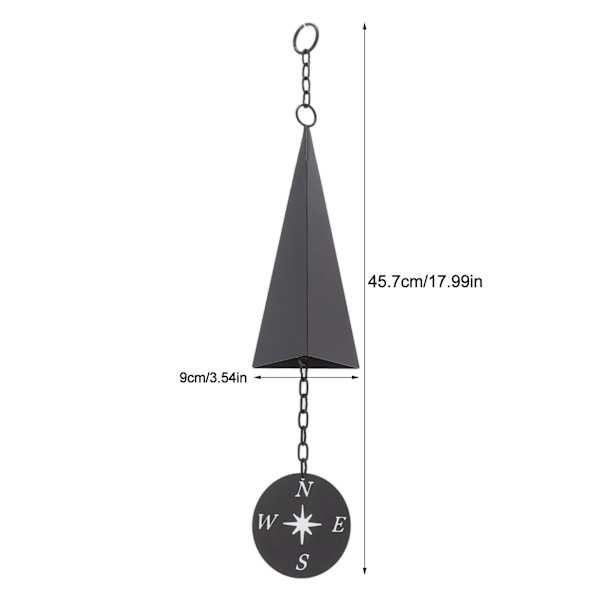 North Country Iron Triangle Vindklokkespill med Kompass Innendørs Utendørs Dekor Veggpynt for Hjem Veranda Patio Hage