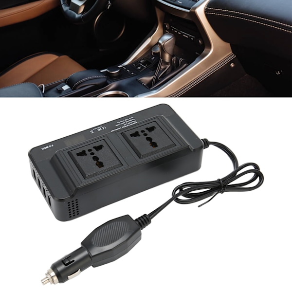200W Power Inverter DC 12V til 220V AC med 2.1A 4 Port USB Multi Beskyttelse Universal til Køretøjer