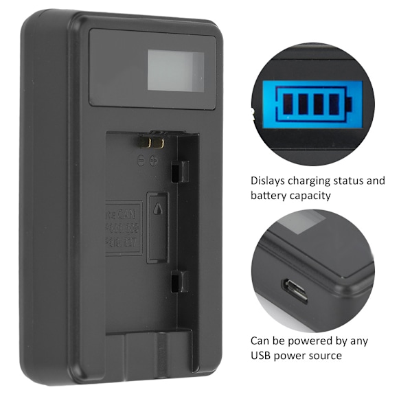 BP-808 Batteriladdare Mini USB-laddning med LCD-skärm för Canon BP-827/809/819