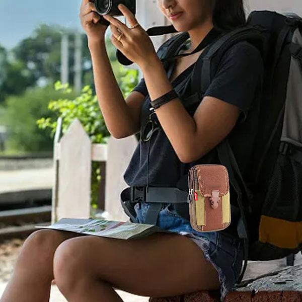 Mobiltelefonväska i canvas med bälte, vertikal mobiltelefonväska, crossbodyväska för män