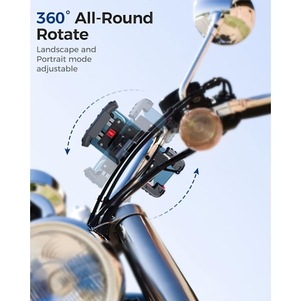 Mobilhållare för Cykel, Stödklämma för Videoinspelning, 360° Rotation för Optimal Visning, Vindtåligt Cykeltillbehör, 15s Verktygsfri Enkel