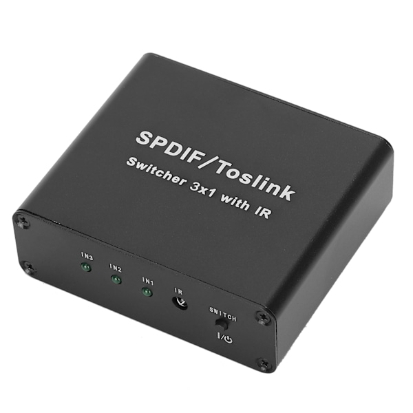SPDIF/TosLink Switch 3x1 Växlingsenhet med Fjärrkontroll 3 in 1 ut Switch 100V‑240V UK-kontakt