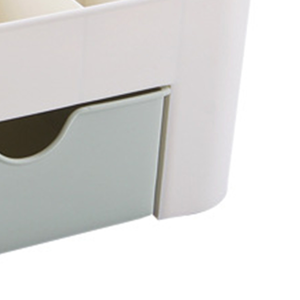 Kosmetik Makeup Organizer, PP Multifunktionel 6 Rum Makeup Skrivebordsarrangør med Skuffe, Grøn