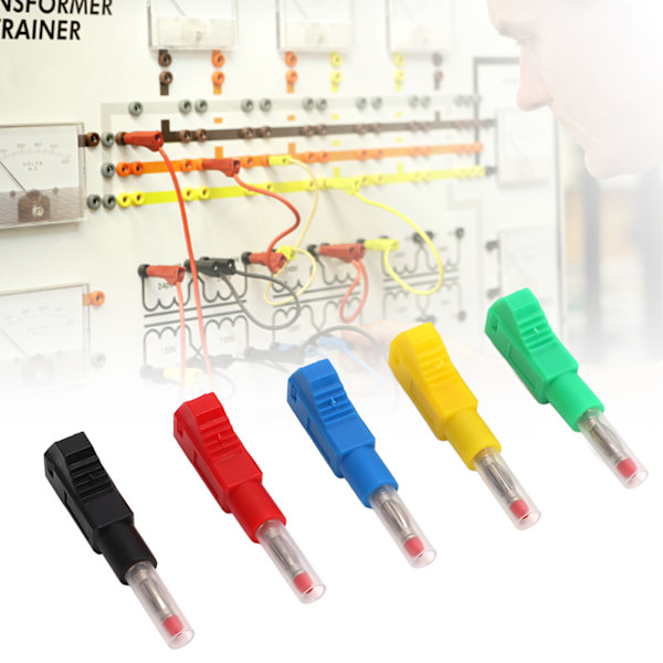 10 stk 4mm tilbaketrekbare bananplugg sveisebare testledninger ender CAT II 600V 32A 5 farger for 3C digitalt utstyr