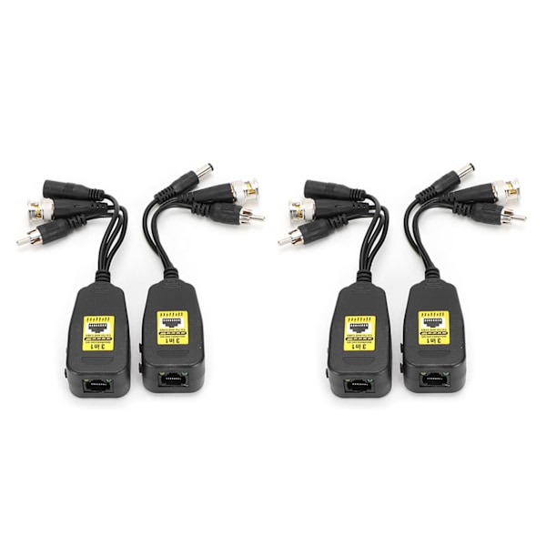 2 paria 3-in-1 PowerVideoAudio Balun-liitinlähetin 8MP CVi AHd TVi CVBS
