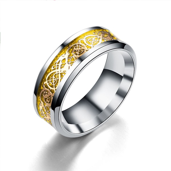 Fashion Men Women Cool Titanium Steel Finger Ring Decoration Ring Accessories Gold 7