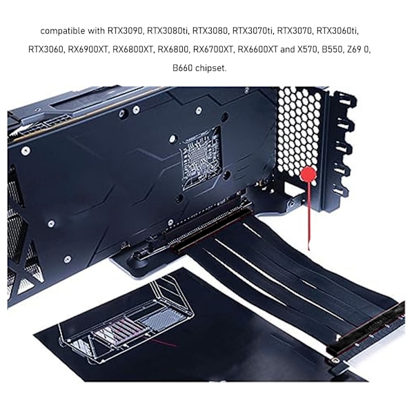 PCIE 4.0 X16 -jatke 180 astetta 26 Gt/s 7,9 tuuman pituinen kullattu GPU-jatkokaapeli RTX3090 RTX3080ti RTX3070 -malleille