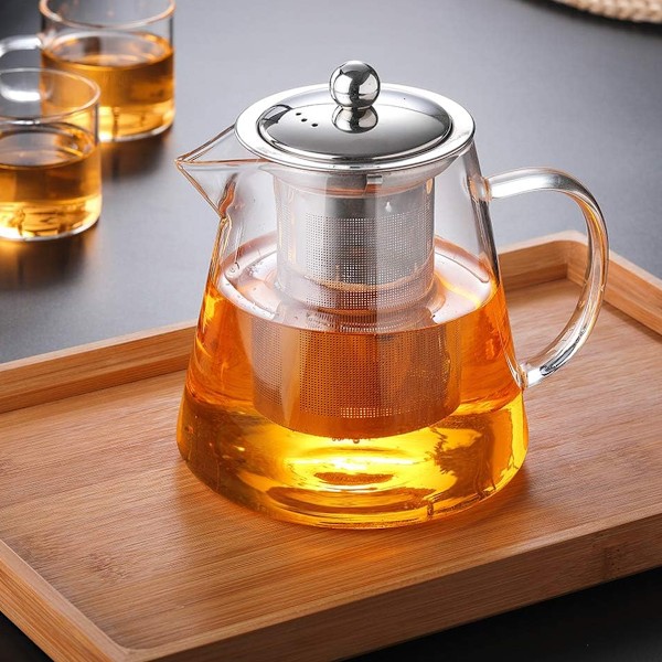 Brygg Perfektion med Spis-Säker Borosilikatglas Tekanna, Perfekt Presentidé för Te-Kännare, Droppfri Pip för Exakt Hällning (32oz/950ml)