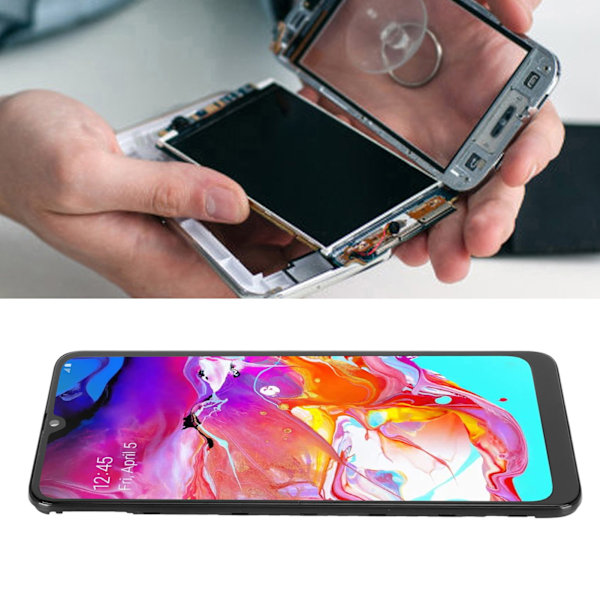 LCD-skjerm med digitizer og ramme for Samsung Galaxy A70 A705 6,7 tommer berøringsskjerm montering erstatning med reparasjonsverktøy