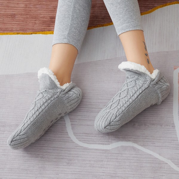 Toffelsockor för kvinnor, halkfria termiska innesockor för damer 43-45 (28cm)