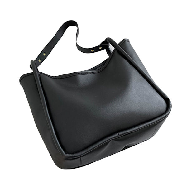 PU Tote Bag Lær Stor Kapasitet Mote Pendling Dame Håndveske for Daglig Bruk Svart Fri Størrelse