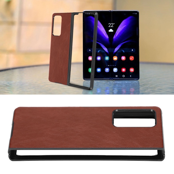 Læder Cover til Samsung Galaxy Z Fold 2 Stødsikkert Telefonbeskyttende Cover ShellBrun
