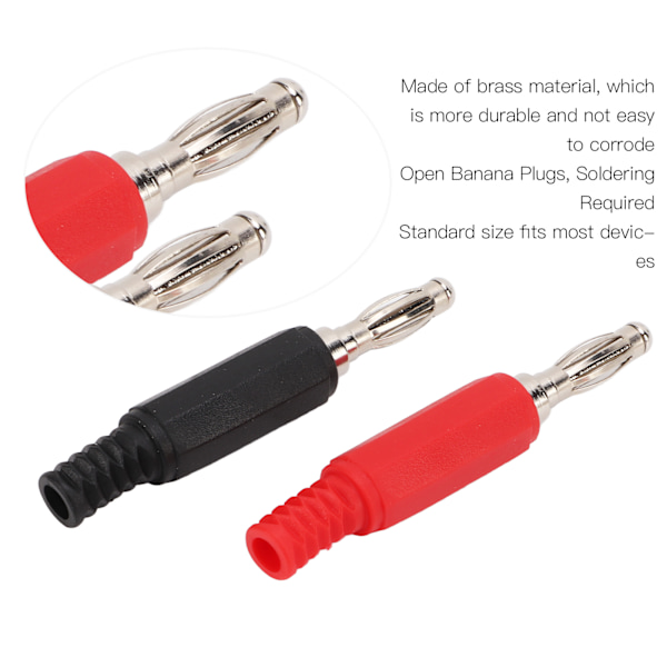 10 st banankontakter 4 mm/0,2 tum mässing PE-material röd svart spiralformad isolerande hölje öppen typ banankontakt 30Vac‑60Vdc
