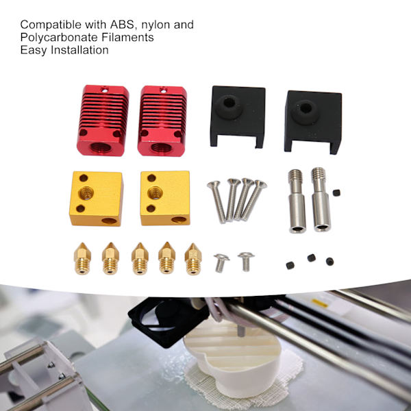 2 Set Hot End Extruder Munstycke Kit Hög Noggrannhet Anodiserad Frostad 3D-skrivare Extruder Hotend Kit för Ender 3 Ersättning