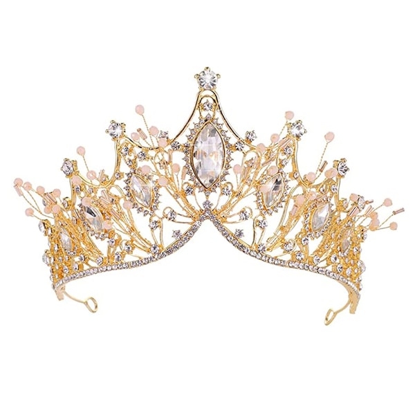 Elegant Medeltida Barock Drottningkrona, Kristallhårband för Prinsesshåraccessoarer, Rhinestone-dekorerad för Födelsedag Bröllop, Bankett,