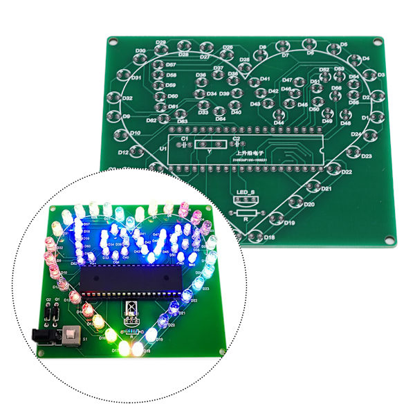 STC51 Single Chip DC4.5-5V Fjernbetjening Hjerteformet LED Lys Kit med 2mm Transparent Akryl Skal