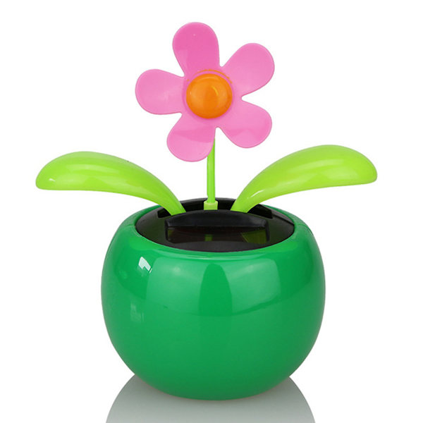 4 st slumpmässiga färger solcells drivna dansande blommor plast solcells dansande blommor skakande huvud bil kontor skrivbordsdekoration (12*7cm)