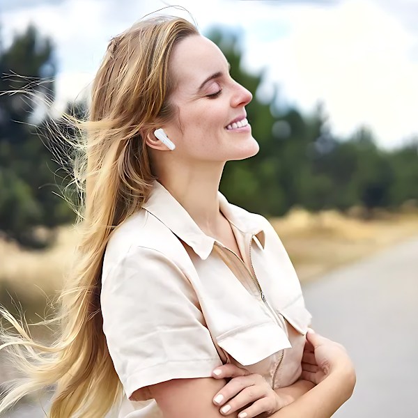 Bluetooth 5.3 Hörlurar, Smart Aktiv Brusreducering, ENC Brusreducering, Automatisk Anslutning, Ergonomisk Design, Lätta, IPX6 Vattentäta