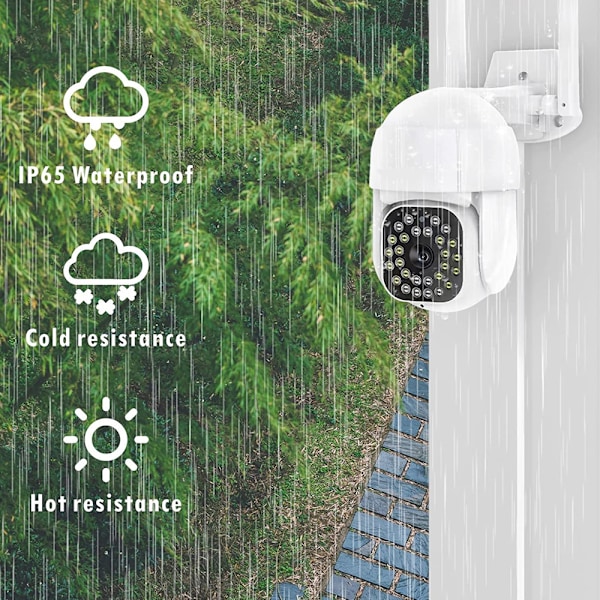 Utomhuskamera med dubbellänsteknik, omfattande övervakning 2.4G/5G WiFi & trådbunden anslutning för hemsäkerhet, 360° panorering och lutning,