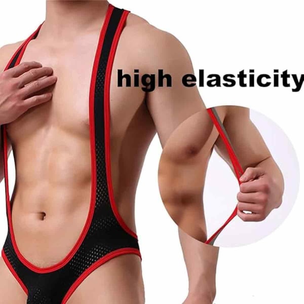 Herr Stretch Färg Kroppsformande Underkläder Sexig Mesh Andningsbar Rolig Jumpsuit