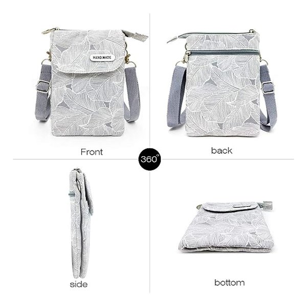 Mobiltelefon plånbok Canvas liten crossbody väska väskor med axelrem för kvinnor tonårsflickor