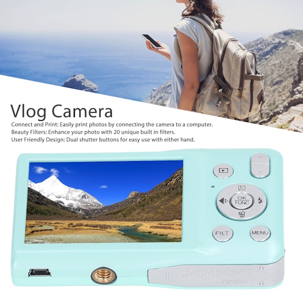 Digitalkamera 8K HD 68MP 2,7 tommers skjerm 16X zoom timer ta bilde skjønnhetsfilter videoopptak kompakt digitalkamera