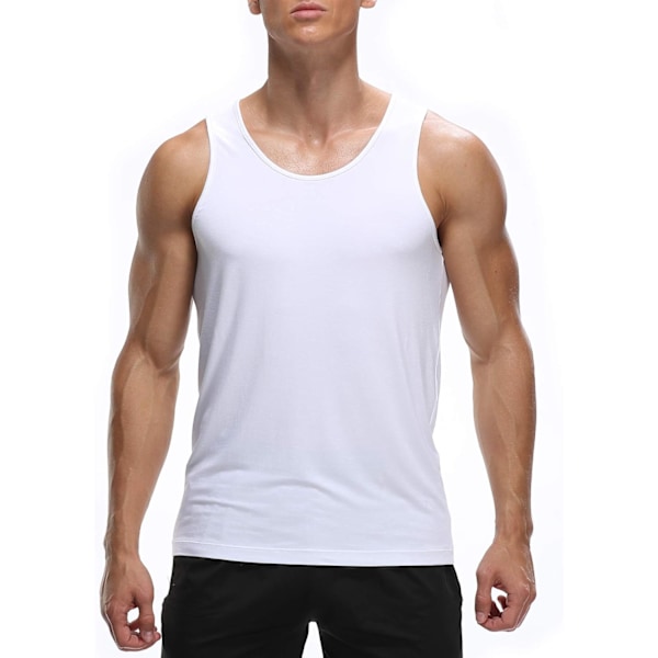 Herre Bambus Rayon Undershirts Tank Tops Crew Neck Stretchy Tank Shirts