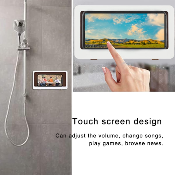 Dusjtelefonholder Vanntett Veggmontert Telefon Oppbevaringshylle Etui for Bad Toalett Hvit