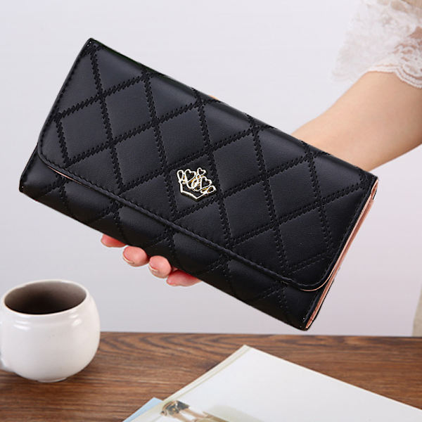 PU-nahkainen tyylikäs clutch-laukku Vetoketju Kruunu kolikkopussi